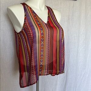 Umgee Vibrant Multicolor Striped Sheer Tank Top